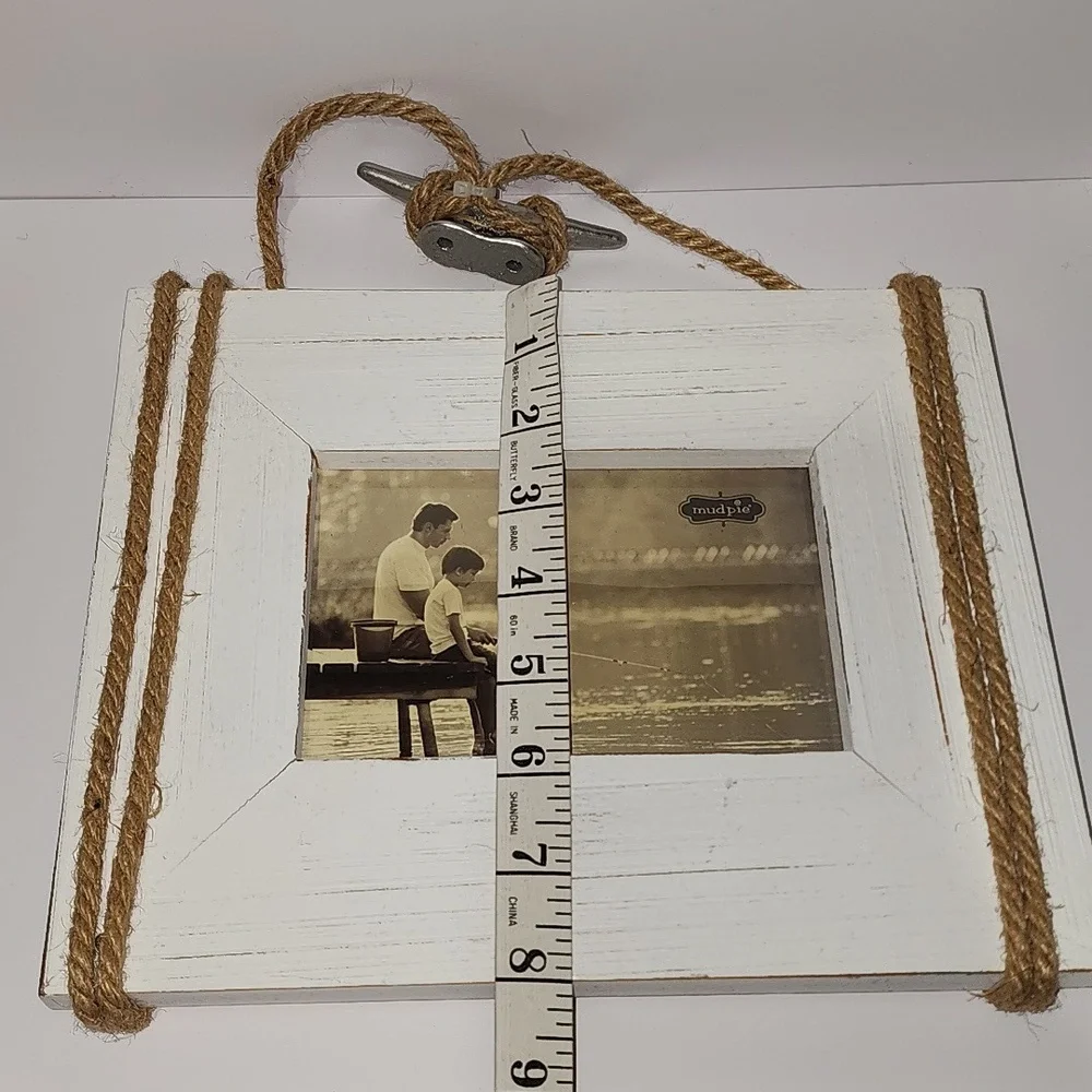 Mud pie Frame White Rope-Hanging Picture Frame